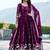 Fantastic Wine Embroidered Georgette Wedding Wear Gown With Dupatta