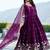 Fantastic Wine Embroidered Georgette Wedding Wear Gown With Dupatta