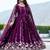Fantastic Wine Embroidered Georgette Wedding Wear Gown With Dupatta