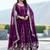 Fantastic Wine Embroidered Georgette Wedding Wear Gown With Dupatta
