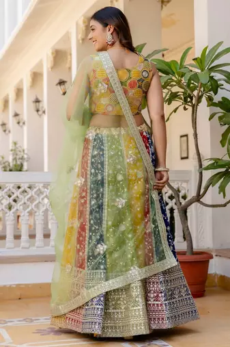 multicolor georgette lehenga choli with net dupatta