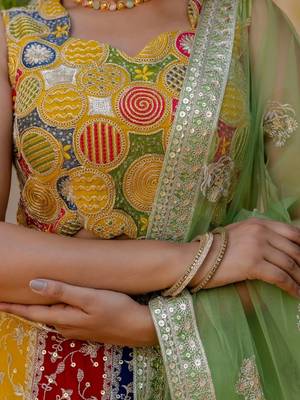 multicolor georgette lehenga choli with net dupatta 4