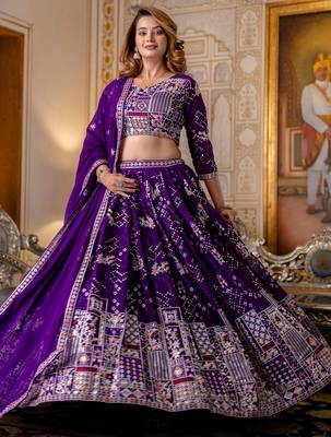 purple georgette lehenga choli with sequin embroidery 2