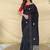 Black Color  machine - woven jaal and floral butti embroidery Silk Saree
