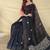 Black Color  machine - woven jaal and floral butti embroidery Silk Saree