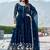 Classic Teal Blue Sequins Georgette Festive Wear Gown With Dupatta
