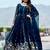Classic Teal Blue Sequins Georgette Festive Wear Gown With Dupatta