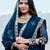 Classic Teal Blue Sequins Georgette Festive Wear Gown With Dupatta