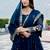 Classic Teal Blue Sequins Georgette Festive Wear Gown With Dupatta