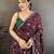 wine vichitra silk animal motifs foil print sequin & zari embroidery work bandhani saree