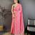 pink vichitra silk animal motifs foil print sequin & zari embroidery work bandhani saree