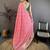 pink vichitra silk animal motifs foil print sequin & zari embroidery work bandhani saree