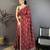 maroon vichitra silk animal motifs foil print sequin & zari embroidery work bandhani saree