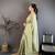 sage green vichitra silk animal motifs foil print sequin embroidery work bandhani saree
