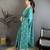 rama green vichitra silk animal motifs foil print sequin embroidery work bandhani saree