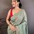 sea green vichitra silk animal motif foil print sequin embroidery work bandhani saree