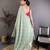 sea green vichitra silk animal motif foil print sequin embroidery work bandhani saree