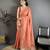 peach vichitra silk animal motifs foil print sequin & zari embroidery work bandhani saree