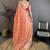 peach vichitra silk animal motifs foil print sequin & zari embroidery work bandhani saree
