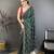 green vichitra silk animal motifs foil print sequin & zari embroidery work bandhani saree