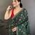 green vichitra silk animal motifs foil print sequin & zari embroidery work bandhani saree