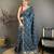 blue vichitra silk animal motifs foil print sequin & zari embroidery work bandhani saree