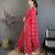 hot pink vichitra silk animal motifs foil print sequin embroidery work bandhani saree