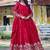 Lovely Red Sequins Georgette Engagement Wear Gown With Dupatta