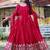 Lovely Red Sequins Georgette Engagement Wear Gown With Dupatta