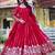 Lovely Red Sequins Georgette Engagement Wear Gown With Dupatta