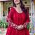 Lovely Red Sequins Georgette Engagement Wear Gown With Dupatta