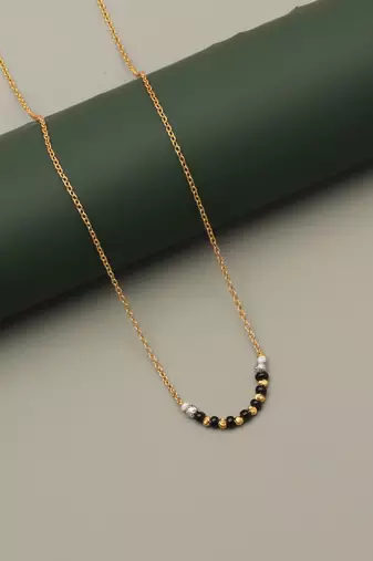 minimal gold plated beaded mangalsutra for women