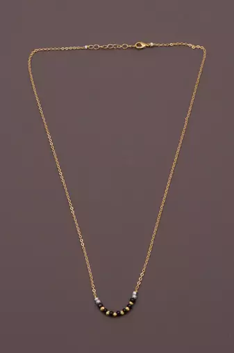 minimal gold plated beaded mangalsutra for women