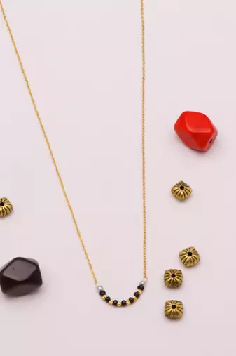 minimal gold plated beaded mangalsutra for women