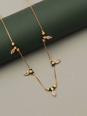 gold plated leaf crystal mangalsutra chain for women 2
