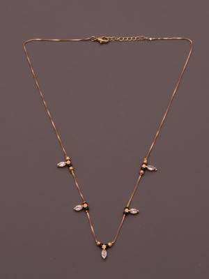 gold plated leaf crystal mangalsutra chain for women 3