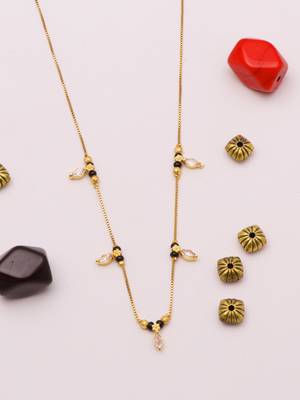 gold plated leaf crystal mangalsutra chain for women 4
