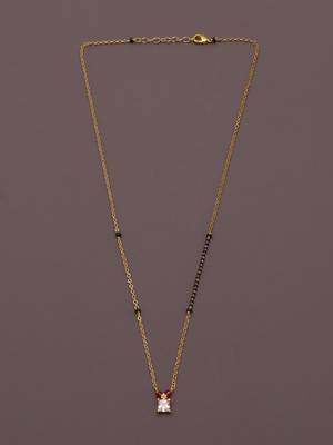 minimal gold plated square crystal mangalsutra for women 3
