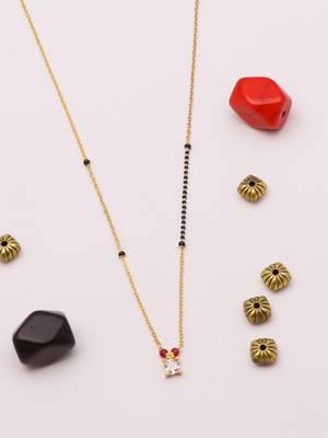 minimal gold plated square crystal mangalsutra for women 4
