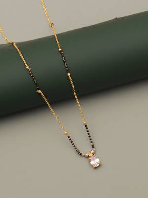 delicate gold plated oval crystal mangalsutra for women 2