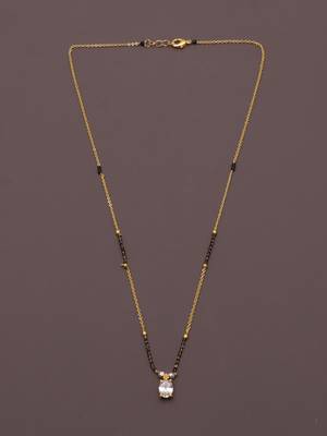 delicate gold plated oval crystal mangalsutra for women 3