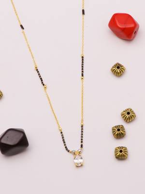 delicate gold plated oval crystal mangalsutra for women 4