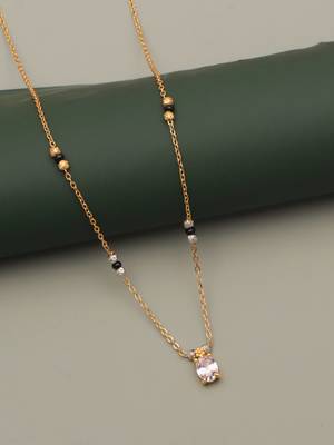 minimal gold plated oval stone mangalsutra for women 2