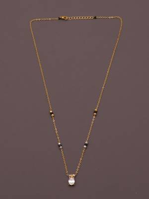 minimal gold plated oval stone mangalsutra for women 3