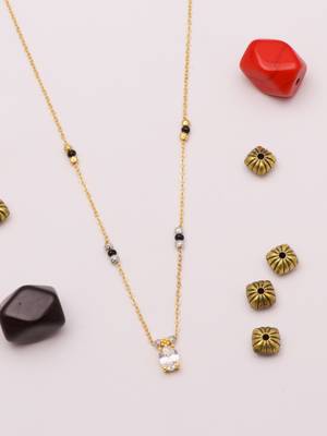 minimal gold plated oval stone mangalsutra for women 4