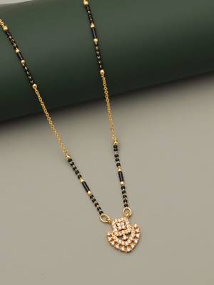 gold plated floral swirl crystal mangalsutra for women 2