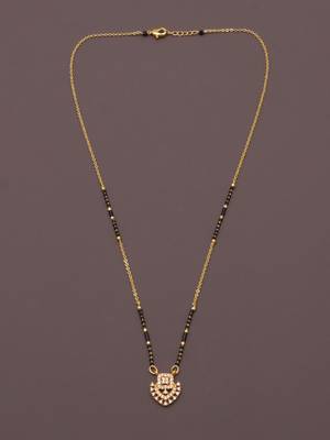 gold plated floral swirl crystal mangalsutra for women 3