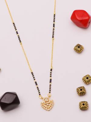 gold plated floral swirl crystal mangalsutra for women 4