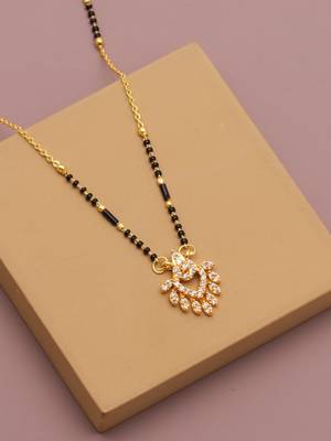 gold plated leaf design crystal mangalsutra for women 1