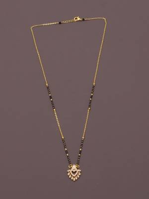 gold plated leaf design crystal mangalsutra for women 3